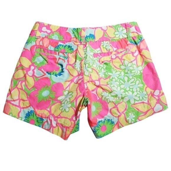 Lilly Pulitzer Callahan Shorts Size 00 Retro Neon Floral Print Ice Cream Social - Picture 2 of 10